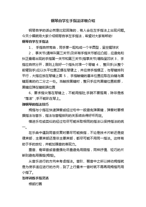 钢琴自学左手指法详细介绍