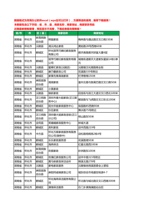 2020新版湖南省怀化市家政服务工商企业公司商家名录名单联系电话号码地址大全69家