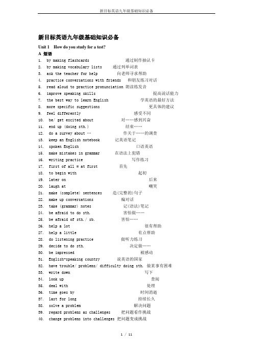 新目标英语九年级基础知识必备