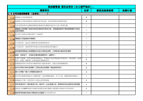 供应商调查问卷(供应链管理 项目自评分)