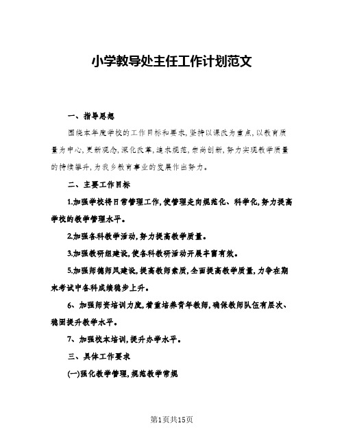 2024年小学教导处主任工作计划范文(五篇)