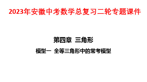 2023年安徽中考数学总复习二轮专题课件：模型一 全等三角形中的常考模型