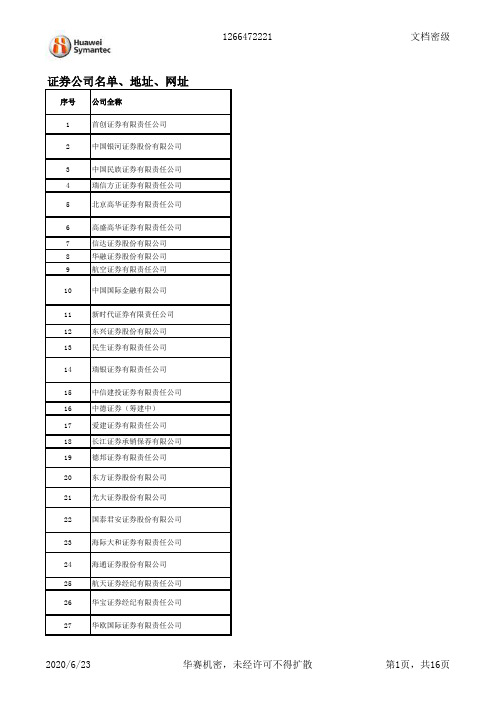 中国证券公司及证券投资咨询机构名录