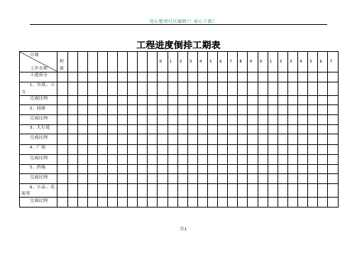 工程进度倒排工期表