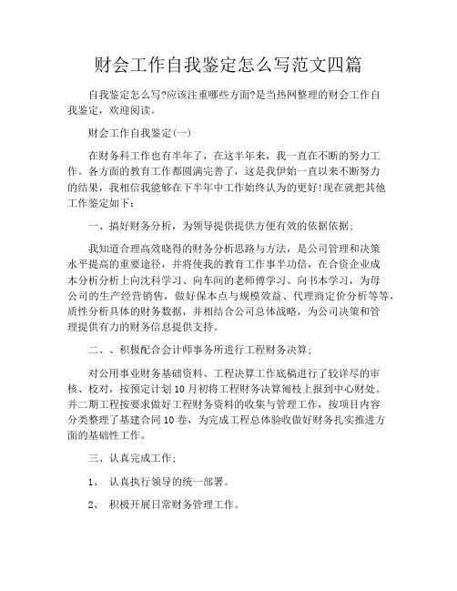 财会工作自我鉴定怎么写范文四篇