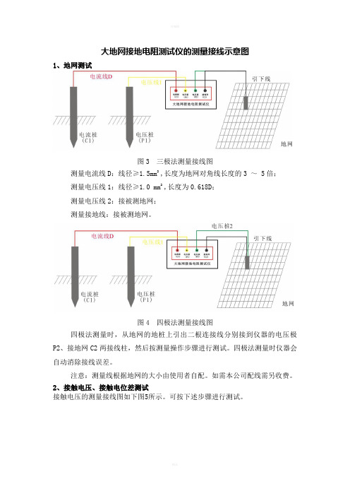 大地网接地电阻测试仪的测量接线示意