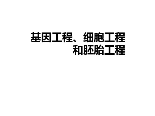 2021届高考生物二轮复习课件：基因工程、细胞工程和胚胎工程 