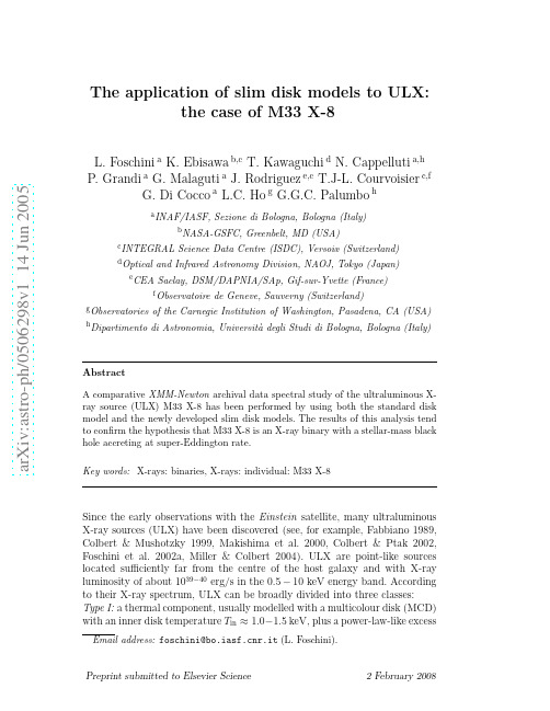 The application of slim disk models to ULX the case of M33 X-8