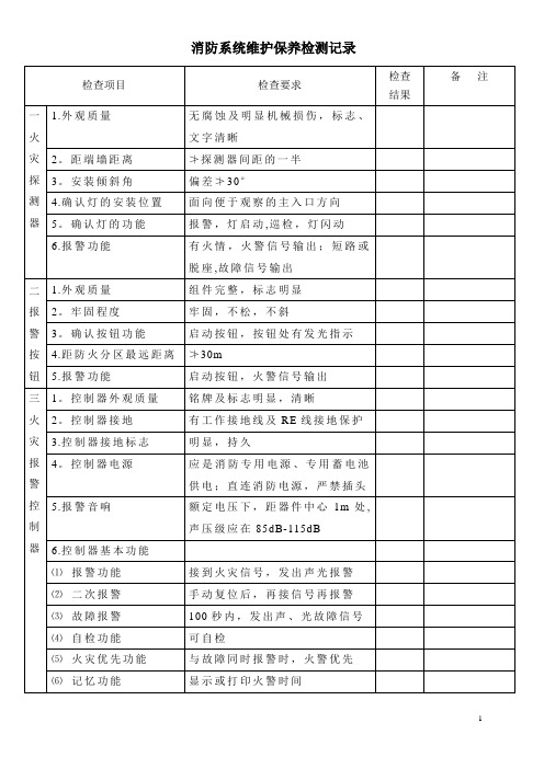 消防设施年度保养维修记录表格