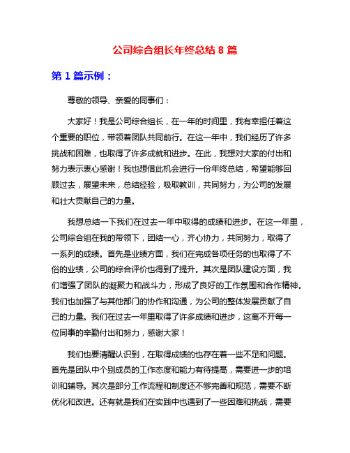 公司综合组长年终总结8篇