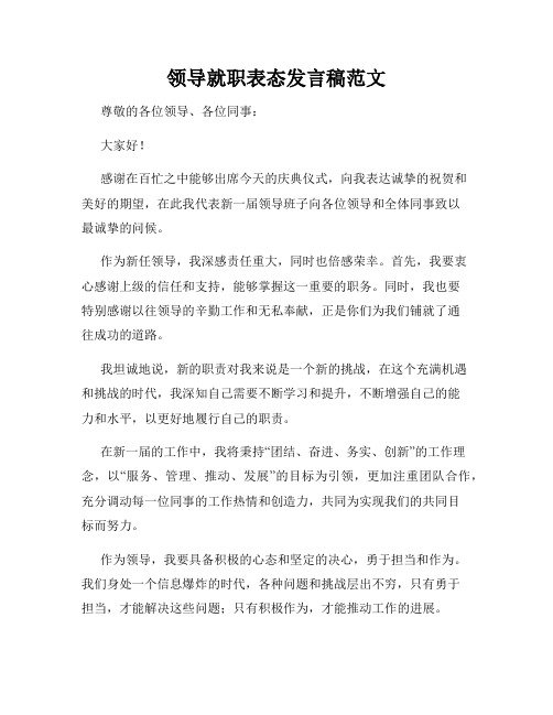 领导就职表态发言稿范文