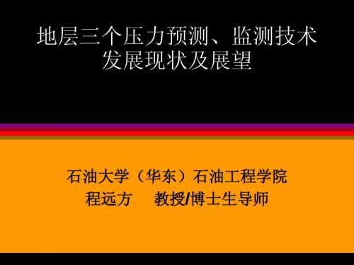 地层三个压力预测、监测技术发展现状及展望