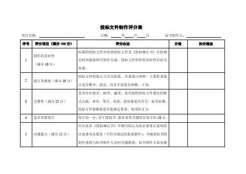 投标文件制作评分表1 14