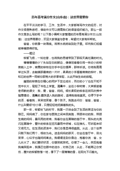 历年高考满分作文（山东省）：这世界需要你