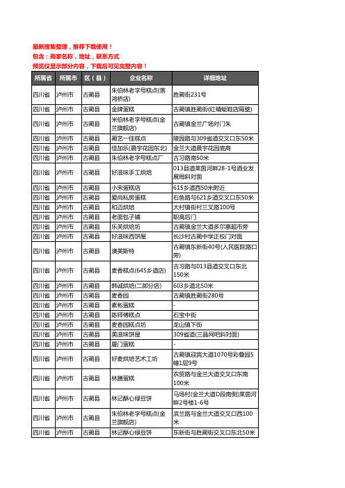 新版四川省泸州市古蔺县蛋糕房企业公司商家户名录单联系方式地址大全40家