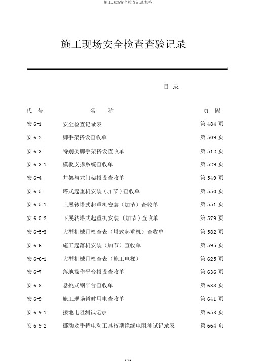 施工现场安全检查记录表格