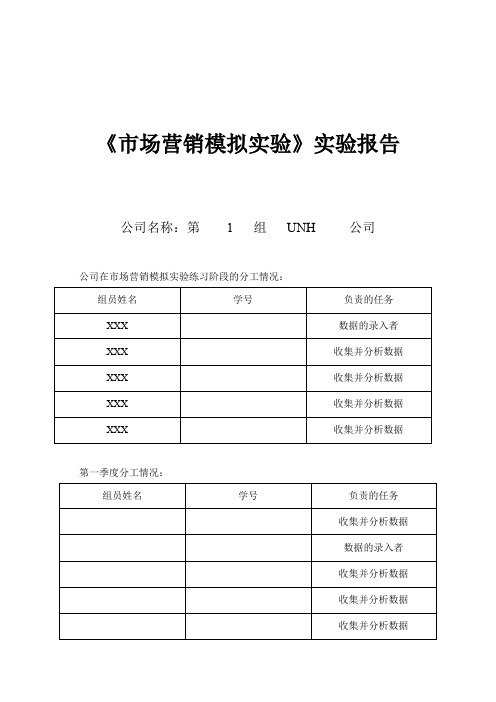 市场营销综合模拟小组实验报告 -