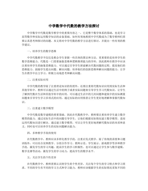 中学数学中代数的教学方法探讨