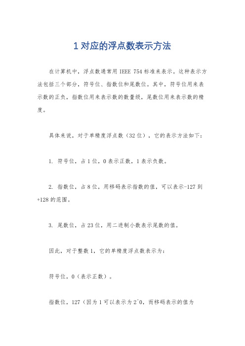 1对应的浮点数表示方法