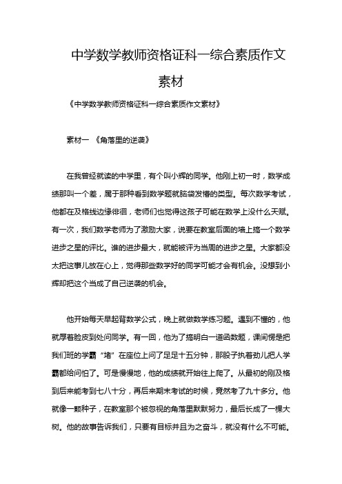 中学数学教师资格证科一综合素质作文素材