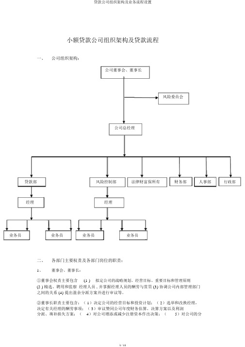 贷款公司组织架构及业务流程设置