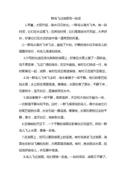 群鸟飞过湖面写一段话