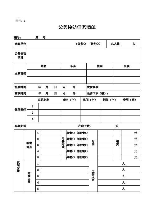 (空表)附件3：公务接待任务清单