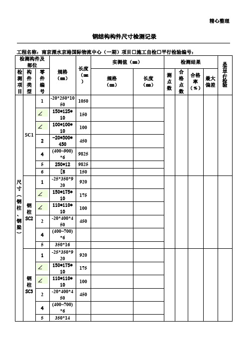 钢结构工程构件尺寸检测记录1