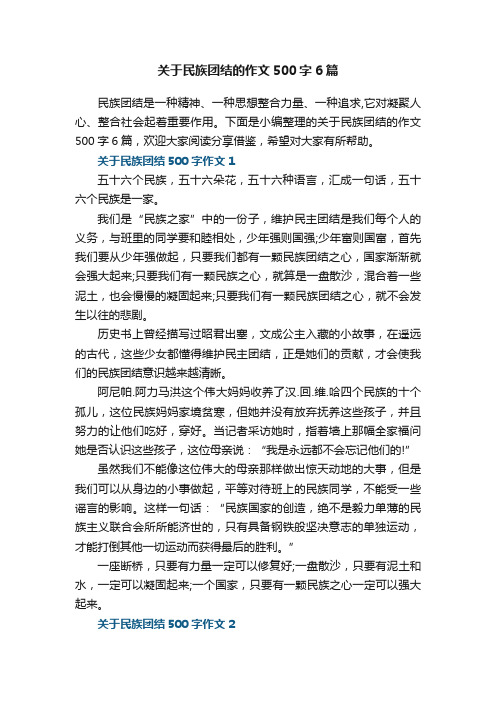 关于民族团结的作文500字6篇