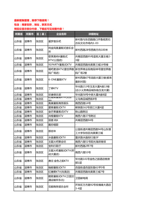 新版山东省淄博市张店区KTV企业公司商家户名录单联系方式地址大全28家