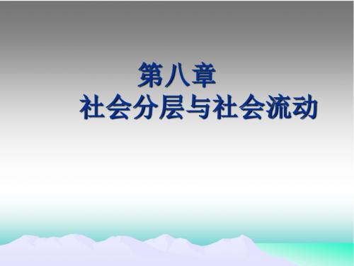 第八章社会分层与社会流动