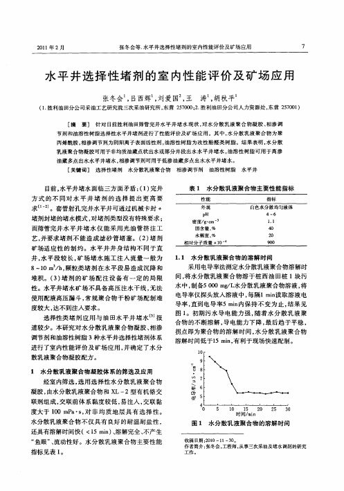 水平井选择性堵剂的室内性能评价及矿场应用