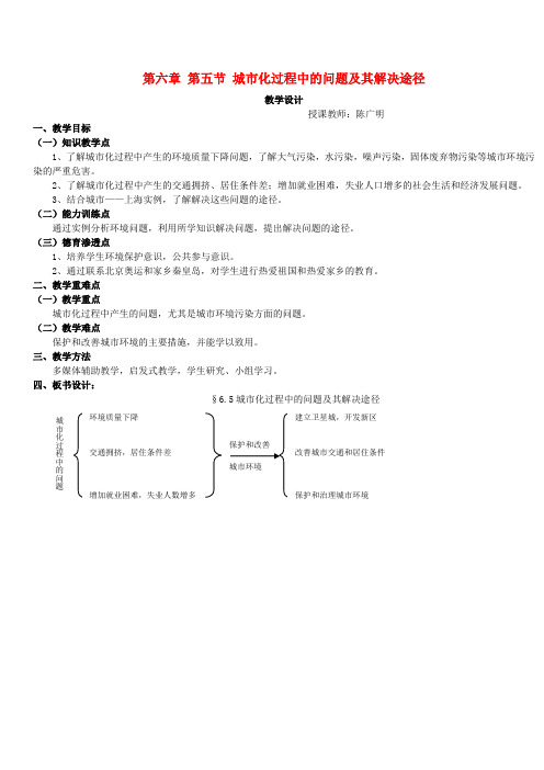 第六单元 第五节 城市化过程中的问题及其解决途径 人教版