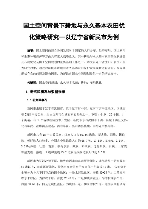 国土空间背景下耕地与永久基本农田优化策略研究—以辽宁省新民市为例