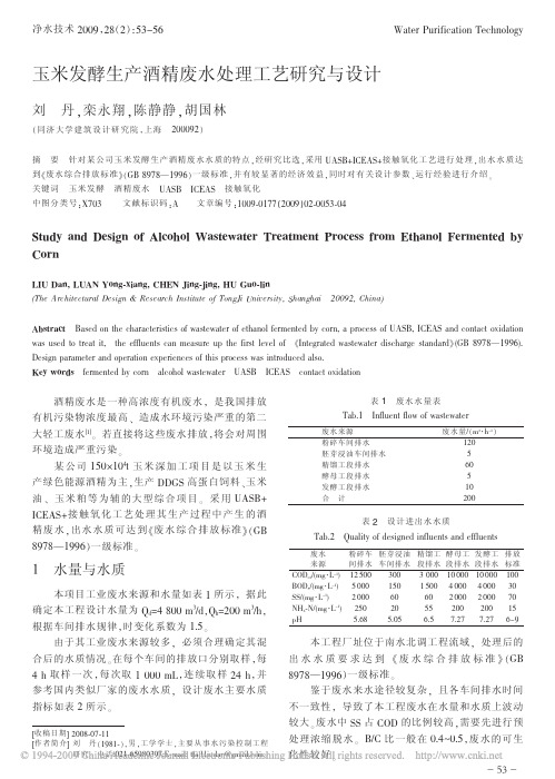 玉米发酵生产酒精废水处理工艺研究与设计