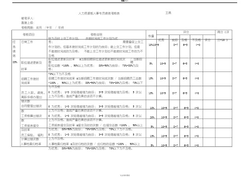 人事专员绩效考核表