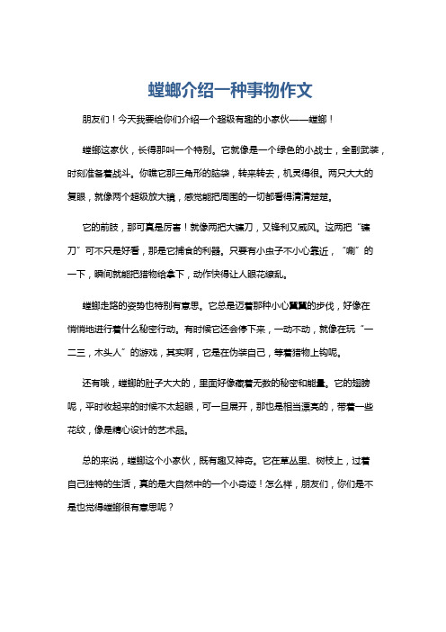 螳螂介绍一种事物作文