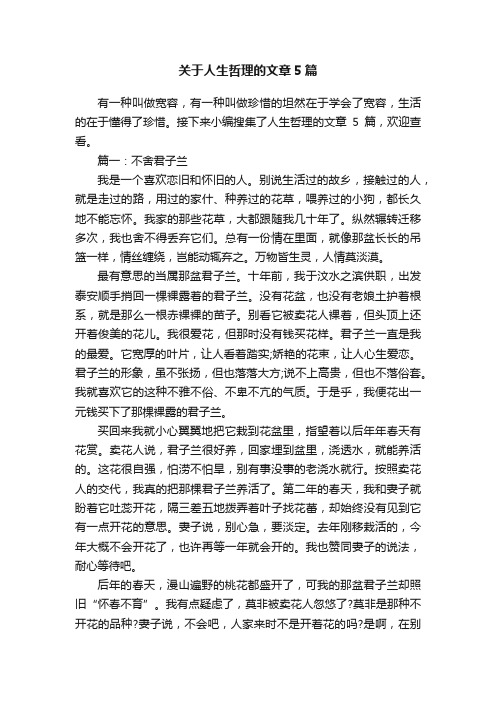 关于人生哲理的文章5篇