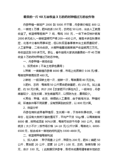 最贵的一斤40万亩收益3万的药材种植过万的农作物