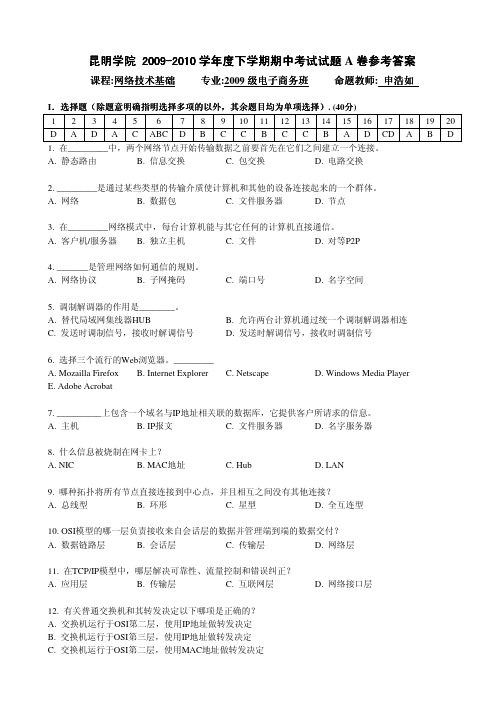 计算机网络技术试题