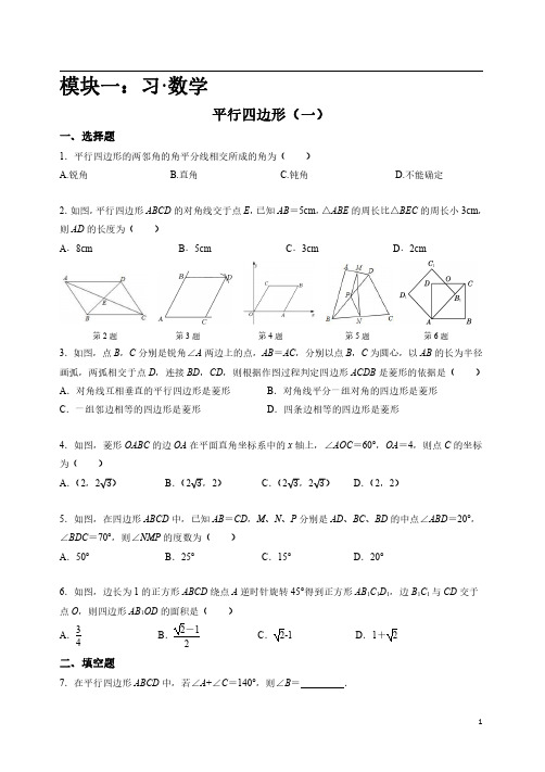 初二八年级下学期数学暑假作业