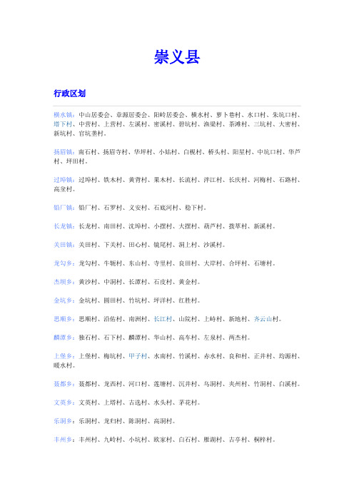 赣南所有县镇乡分布