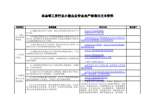 冶金等工贸行业小微企业安全生产标准化考评标准