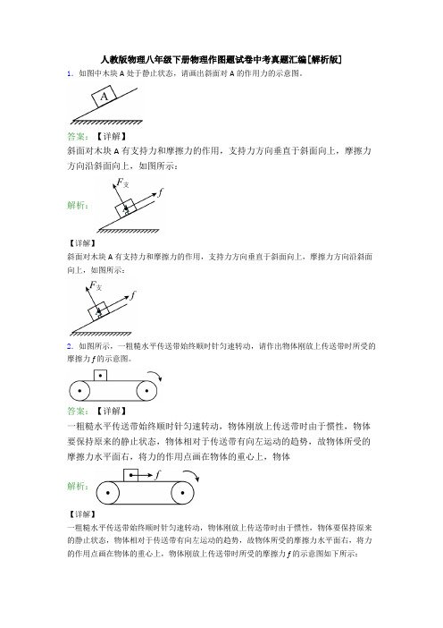 人教版物理八年级下册物理作图题试卷中考真题汇编[解析版]