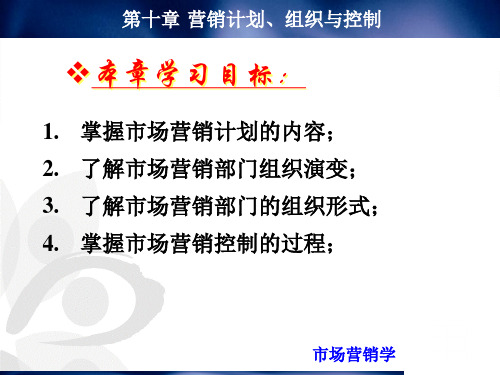 第十章 营销计划、组织与控制46页PPT