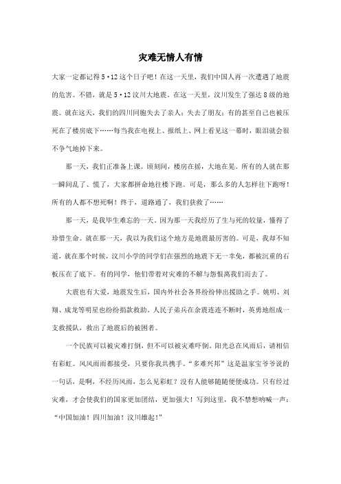 灾难无情人有情_初中初一作文600字