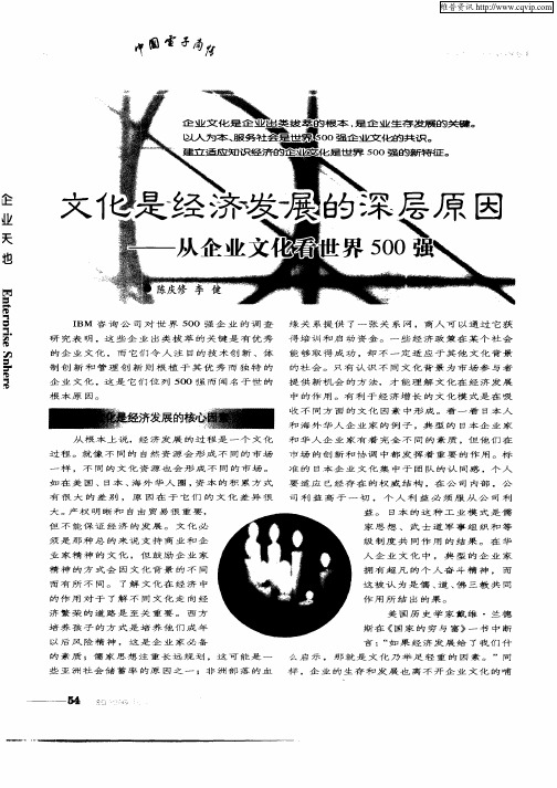 文化是经济发展的深层原因——从企业文化看世界500强