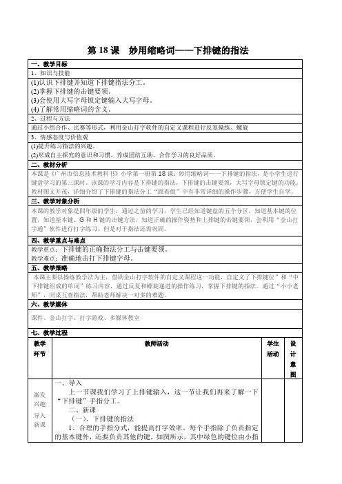 第18课  妙用缩略词——下排键的指法