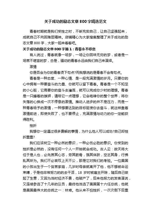 关于成功的励志文章800字精选范文