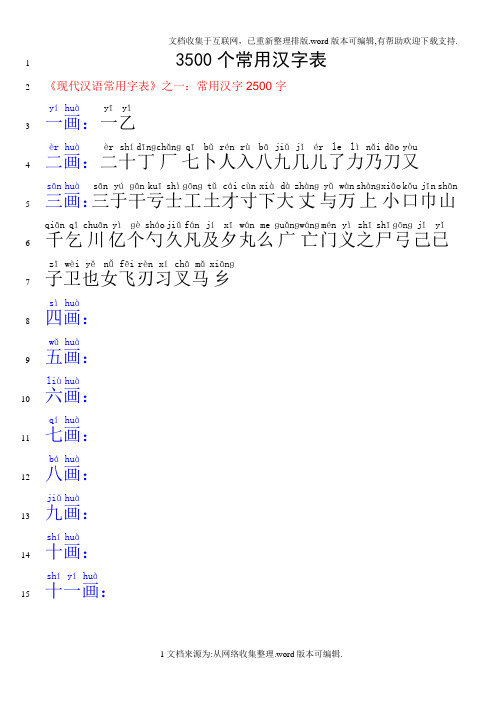 C-3500个常用汉字表(带拼音)